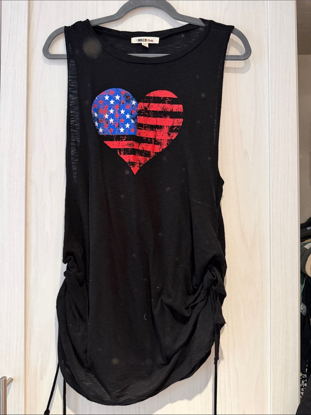 Black Sleeveless 🇺🇸Swim Cover Up  American Heart Graphic